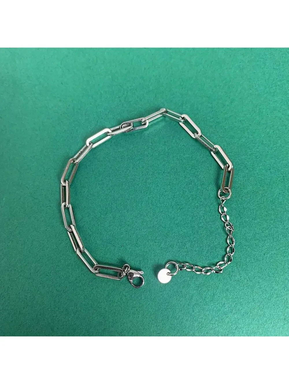 Y2k Cyber Vintage style Paper Clip Stainless Steel Silver Bracelet. High